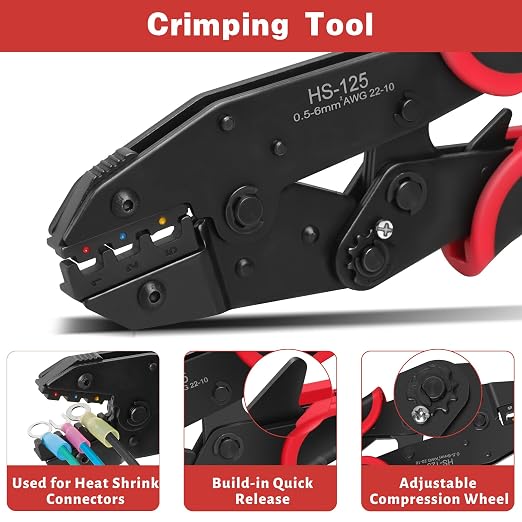 Solder Seal Wire Connectors+Wire Stripper and Crimping Tool Kit