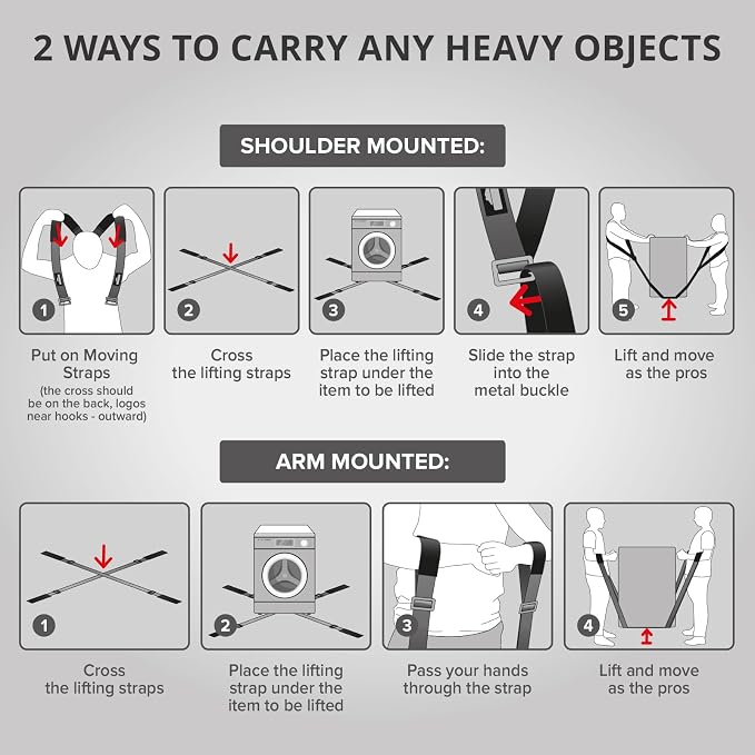 X-Protector Moving Straps - 2 Pairs - Lifting Straps for 2 Movers - Furniture Moving Straps to Move Furniture Easily and Safely - Perfect for Lifting and Moving Equipment, Appliances, Heavy Objects!