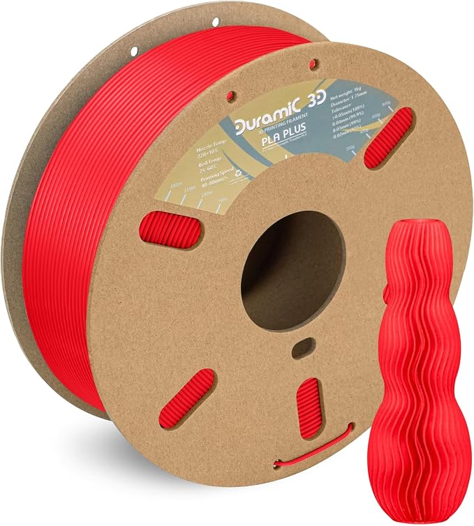 DURAMIC 3D PLA+ Printer Filament 1.75mm PLA Plus Neatly 2Kg Spool(2.2lbs) | PLA Pro Tougher and Stronger, Dimensional Accuracy Probability +/- 0.02mm Rouge red