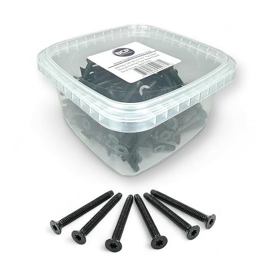 BCP Fasteners 1/4-20 x 2 1/2 Self Tapping Trailer Deck Screws, Flat Head Type F Thread Cutting, Star Drive T30, Steel Floorboard Screws for Wood and Metal, Black Phosphate, 100 Pack (BCP1221)