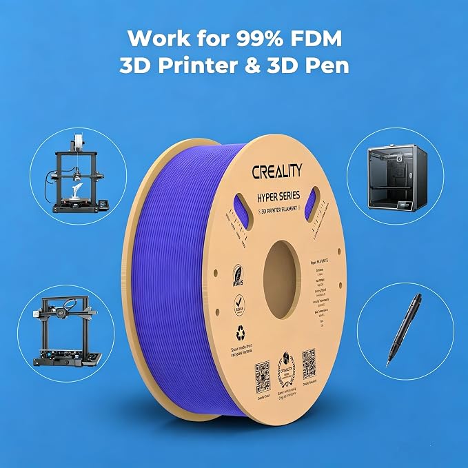 Creality Hyper PLA Filament 1.75mm 1KG(2.2lbs), High Speed PLA 30-600mm/s Rapid 3D Printer Filament, Dimensional Accuracy +/-0.02mm, Fit Most FDM 3D Printers, Grey