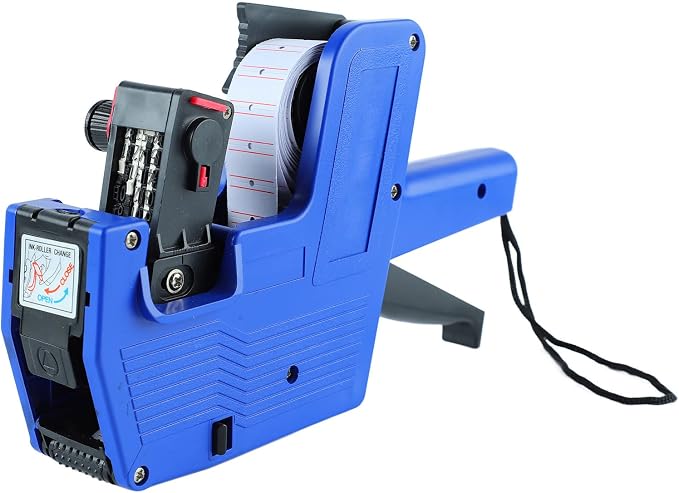 MX-5500 8-Digit Price Tag Gun with 5000 Sticker Labels and 3 Ink Refill, Label Maker Pricing Gun for Office, Retail Shop, Organization Marking, Blue
