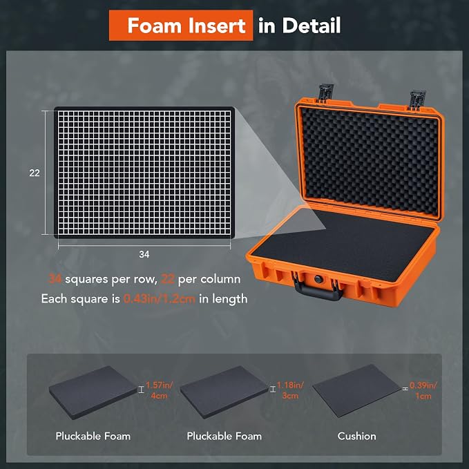 Lykus HC-4410 Waterproof Hard Case with Customizable Foam Insert, Interior Size 17.32x11.42x4.72 in, Suitable for up to 16" laptop,Starlink Mini,keyboard,drill,audio mixer,mic,flashlight,and more