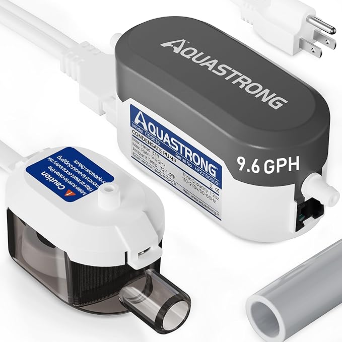 Aquastrong Mini Split HVAC Condensate Pump, 9.6 GPH, 115V/230V, Automatic Safety Switch, 33 FT Lift AC Condensate Removal for Air Conditioner, Furnace, Dehumidifier, 3.3' Power Cord