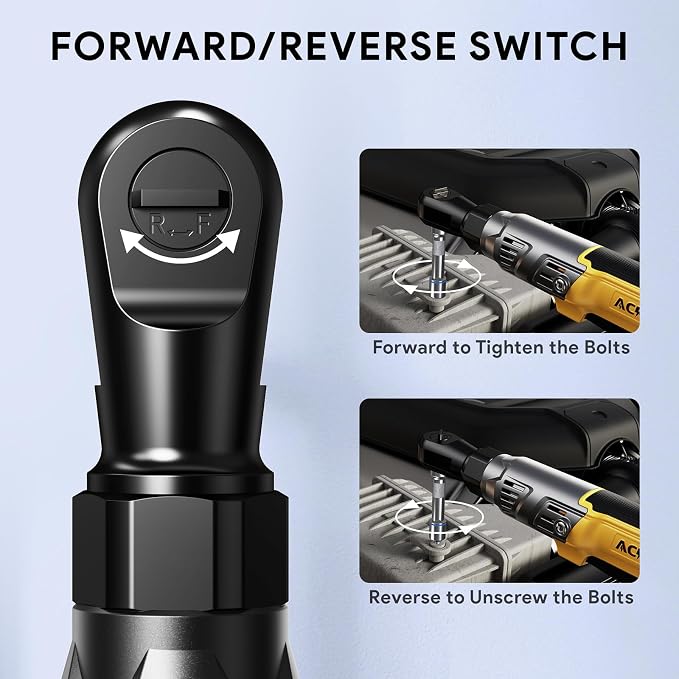 3/8" Cordless Ratchet Wrench for Dewalt 20V Battery, Brushless Motor | 74Ft-Lbs Electric Ratchet with Variable Speed, 1/2" & 1/4" Adapters, 3" Extension Bar (Tool Only)