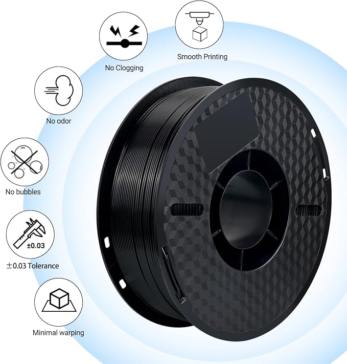 Kingroon ABS 3D Printer Filament 1.75mm - High Strength, Heat Resistant Filament for Functional Prototypes, Mechanical Parts,1kg Spool, Black