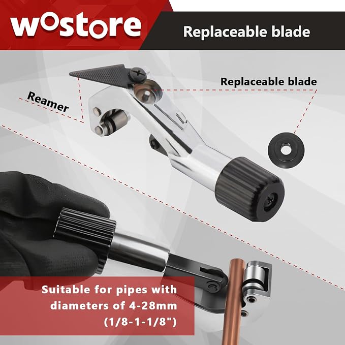 Wostore Single Flaring & Swaging Tool Kit – 45° Flare for HVAC, Brake Lines & Refrigeration Copper Tubing | 11-Piece Set with Tube Cutter, Ratchet Wrench & Carry Case, 1/8"–3/4" Sizes