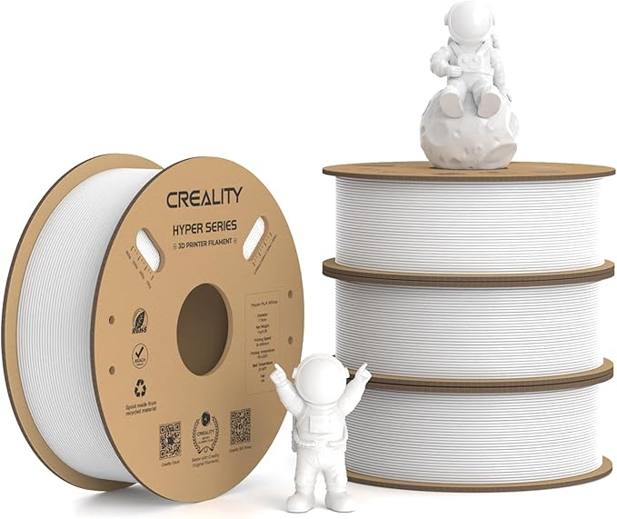Creality Hyper PLA Filament 1.75mm, 30-600mm/s High Speed 3D Printer Filament, Dimensional Accuracy +/-0.02mm, Fit Most FDM 3D Printers, 4 Pack 1kg Spool(2.2lbs), White