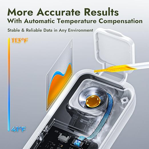 AI Digital Brix Refractometer with ATC, APP Sync & AI Analysis, 0-55% Range, ±0.1% Accuracy, Waterproof & Rechargeable, for Fruits, Vegetables, Juices & Beverages