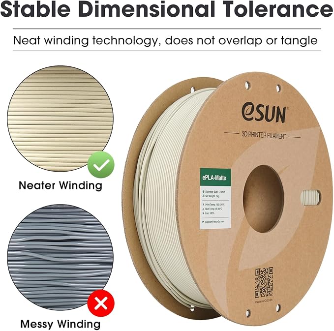 eSUN Matte PLA Filament 1.75mm, Matte 3D Printer PLA Filament, 1KG Spool 3D Printing Filament for 3D Printers, Paper Reel, Light Khaki