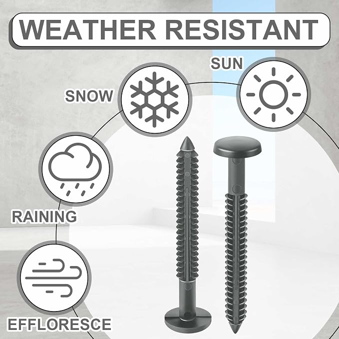 Blulu 18 Pcs 3 Inch Vinyl Shutter Fastener Window Panel Peg Lok Pin Pegs Screws Shutter Spikes Anchor (Dark Gray)