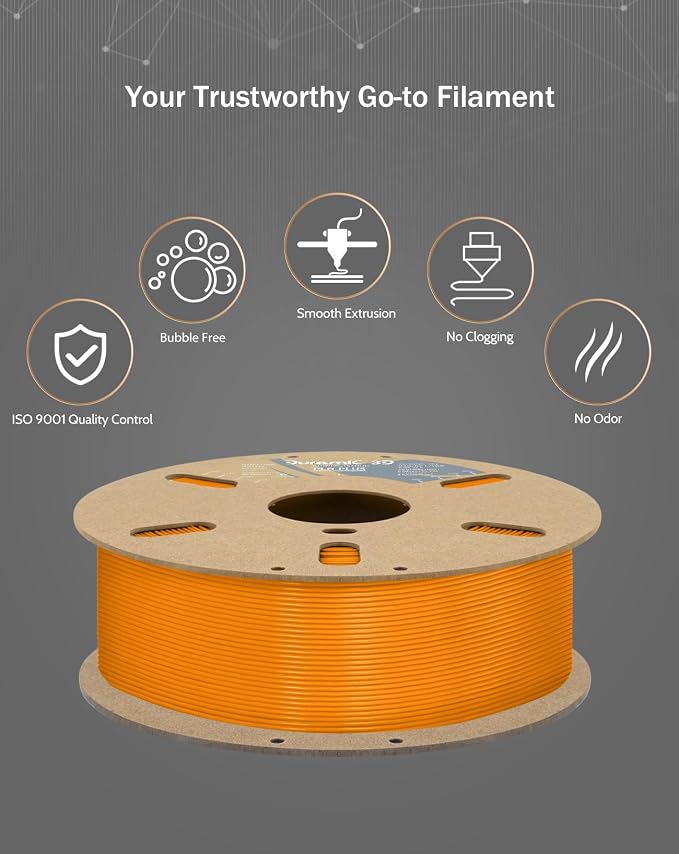 DURAMIC 3D PLA+ Printer Filament 1.75mm PLA Plus Neatly 2Kg Spool(2.2lbs) | PLA Pro Tougher and Stronger, Dimensional Accuracy Probability +/- 0.02mm Orange