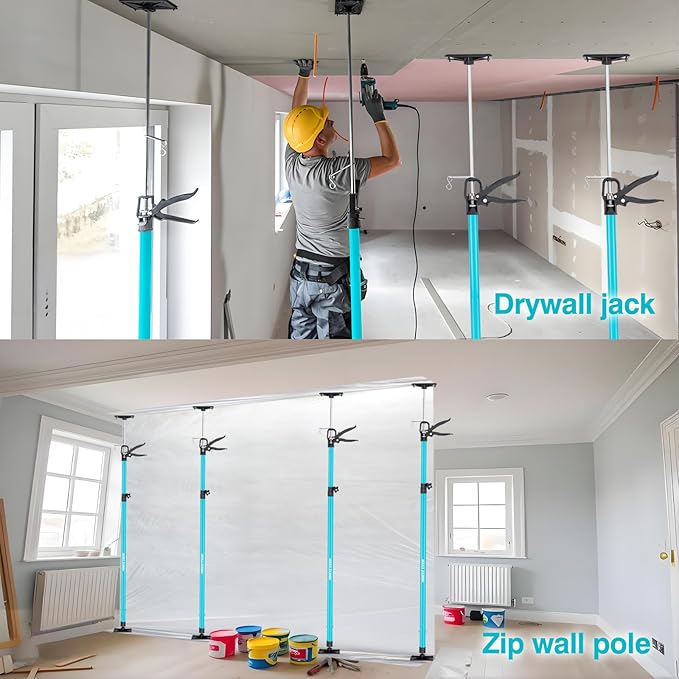 Steel Adjustable Cabinet Jack Support Pole, Quick Support Rod & Drywall Jack, Zip Wall, Dust Barrier Poles, 3rd Hand Support System Load 132LB, Cabinet Installations Tools from 45.2-115.2 in, 4-Pack