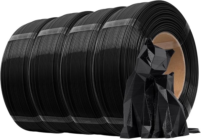 eSUN PLA+ Refilament 1.75mm, 3D Printer Refill PLA Plus, 1KG per Roll, 4 Rolls Spoolless 3D Printing Filament for 3D Printers, Black