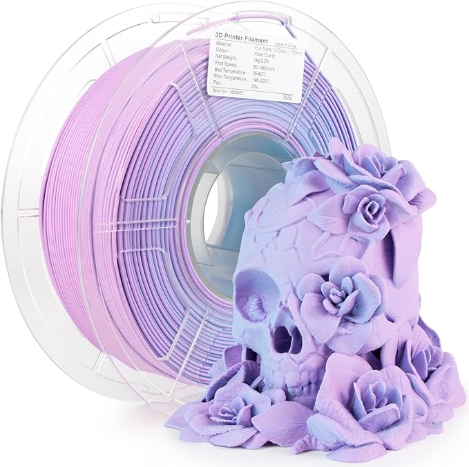iSANMATE Matte Tri Colors Filament 1.75mm, 3-in-1 Color Rainbow Filament, Coextrusion 3D Filament, Rapid Magic Color Change Filament 1.75mm, Dimensional Accuracy +/- 0.03 mm,Rose Ouartz 1KG/Spool