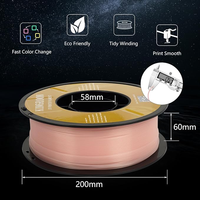 Kingroon Glow in Dark 1.75mm PLA Filament, Fit Most FDM 3D Printers, Dimensional Accuracy +/- 0.03 mm, 1kg Spool(2.2lbs), Luminous PLA 3D Printer Filament - Pink
