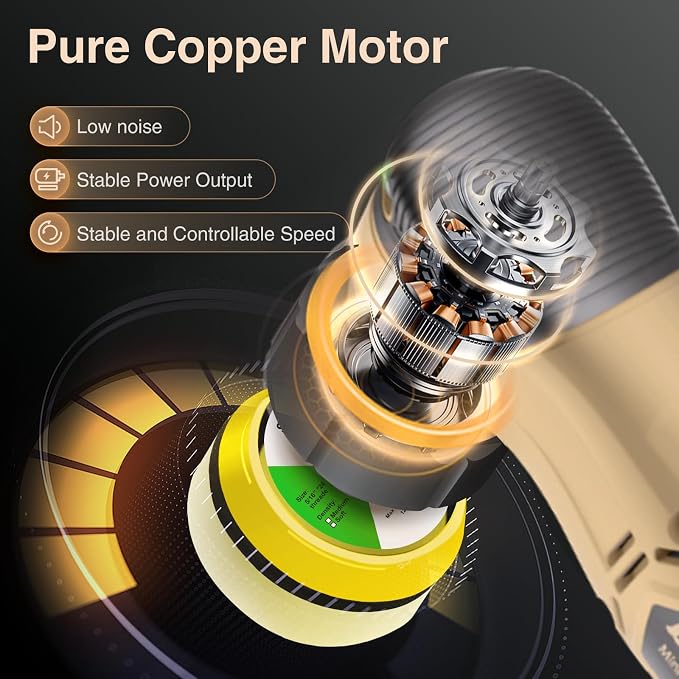 Cordless Mini Polisher,1/1.5/2Inch,DA&RO with 11 Variable Speed 2500-6000 RPM,2 * 2.3Ah Rechargeable Batteries,Car Detailing Micro Polisher