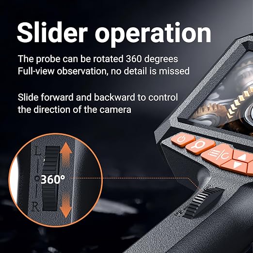Two-Way Articulating Borescope with Light, 5" HD Screen Industrial Endoscope Inspection Camera with Articulated Probe, Flexible Snake Scope for Automotive, Engine and Wall Inspection