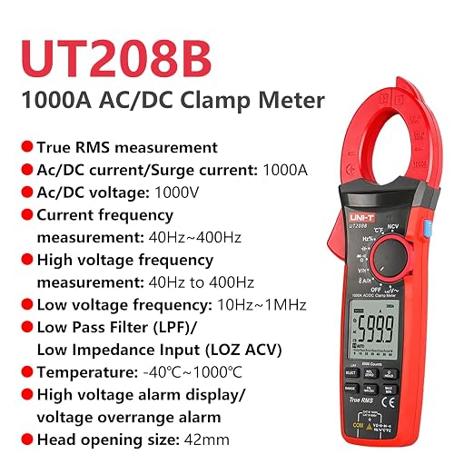 UNI-T UT208B Analog Clamp Meter Multimeter AC DC 1000A 1000V Tester Professional Digital Ammeter Pliers Voltmeter Temperature