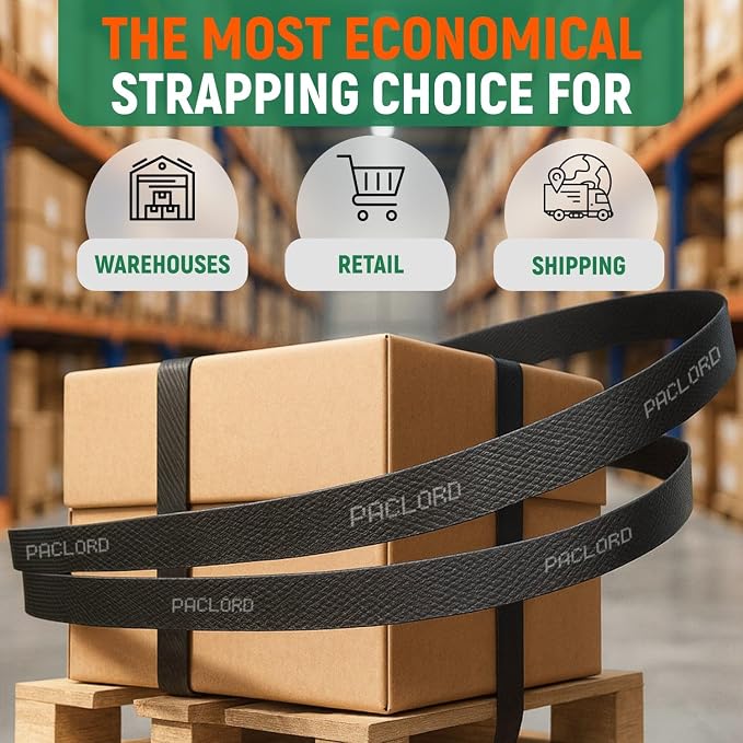 1/2" x 200' Polypropylene (PP) Strapping in Portable Self-Dispensed Box | 0.031" Thick Banding Strap, 600 lbs Break Strength, Flexible Strap For Bundling and Packaging