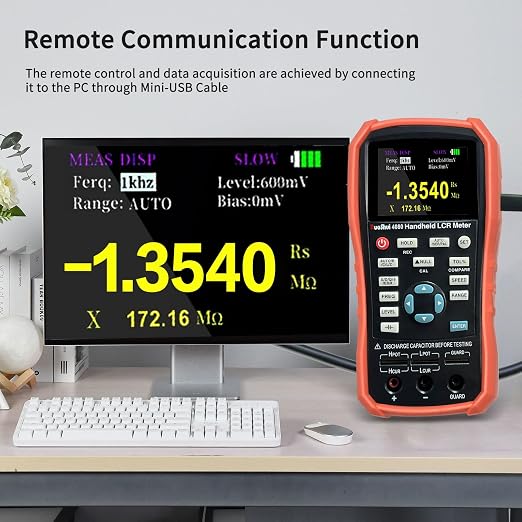 Handheld LCR Meter 100Hz-100KHz, 0.2% Accuracy, Digital Bridge Multimeter for Capacitance, Inductance, Resistance Testing, with ESR Calibration Ideal for Engineers and Technicians (4080)