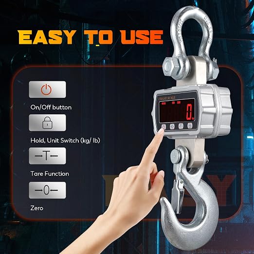 CGOLDENWALL Digital Crane Scale 6600lb Industrial Hanging Scale Handheld Hoist Scale kg lb Switchable 3000kg Wild Game Scale for Farms, Hunting and Livestock
