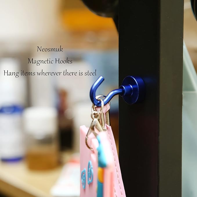 Neosmuk Magnetic Hooks, Cruise Ship Essentials, 30lb+ Heavy Duty Magnetic Hooks for Cruise Cabins, Refrigerator, Grill, Hanging, and Travel | Extra Strong Must-Haves Magnet Hook,Navyblue
