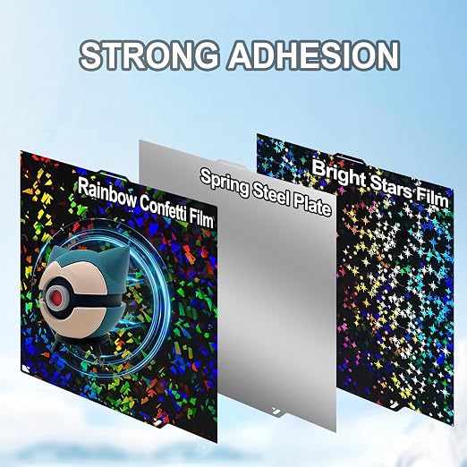 260x271mm PEF PEY Holographic Build Plate Double Sided Smooth Heated Print Bed Flexible Platform Print Plate for Elegoo Centauri Carbon 2/Centauri Carbon 3D Printer