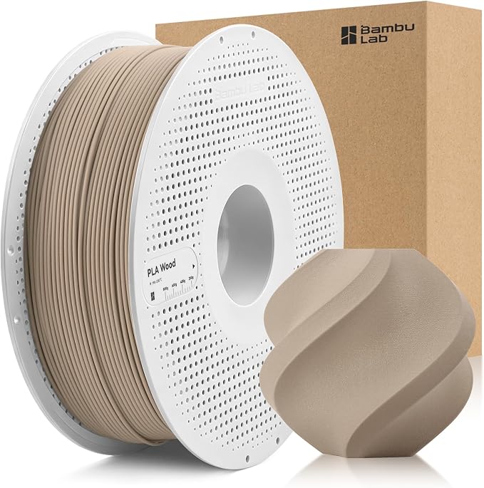 Bamboo 1.75MM PLA Wood Filament Like Real Wood High Speed &Easy Printing Eco Friendly with RFID for Bambu Lab A1,A1MINI,X1,P1 AMS 1KG +/- 0.03mm Classic Birch 13505