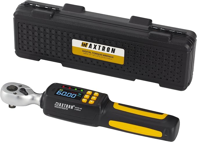 3/8" Drive Digital Torque Wrench, 1.4-44 Ft.lbs (1.8-60 Nm) | ±2% Accuracy Electronic Torque Wrench with Dual Direction Ratchet, Buzzer and LED Indicator, for Motorcycle & Spark Plugs