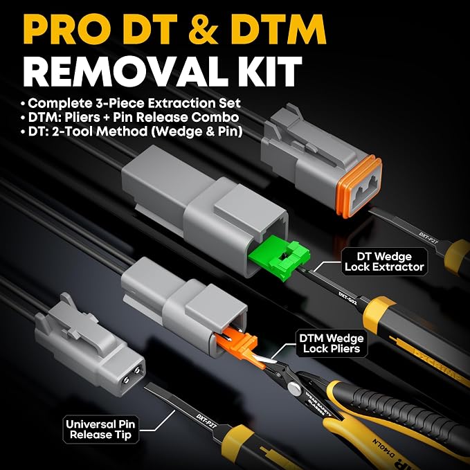 Deutsch DT DTM Connector Crimping Tool Kit with Removal Tool-2/3/4/6 Pin Waterproof Automotive Electrical Connectors, Size 16/20 Stamped Contacts (22-14 AWG) for Car Truck Marine Wiring