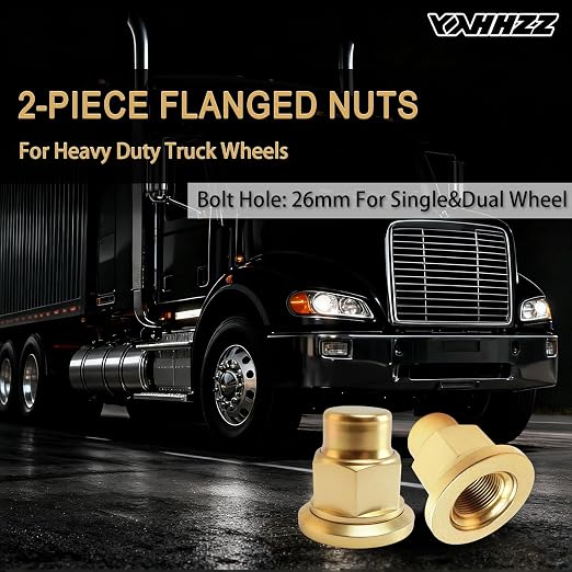 10PCS M22x1.5 Truck Wheel Nut with Dustproof, Hex:33mm, 52 mm Length, Fit for Heavy Duty Truck, Aluminum or Steel Wheels Installed on Semi Trucks
