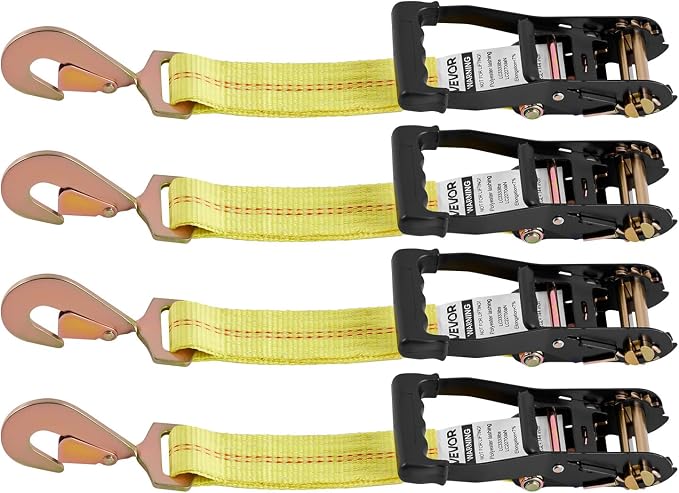 VEVOR Wheel Chock Tie-Down Kit, Tire-Style Trailer Tie Down Strap, Car Tie Down Kit with Spring Hook, Break Strength 10009 lbs & Working Load 3333 lbs Motorcycle System for ATV, SUV, Trailer