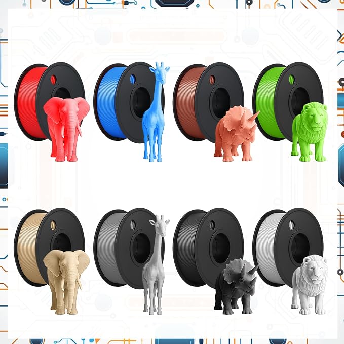 Pangda 3D Printer Filament Bundle 1.75mm Multicolor Matte or Silk PLA Filament 3D Printing Material for Halloween Thanksgiving Day Christmas Easter Holiday Crafting Decorations(Metallic Color)