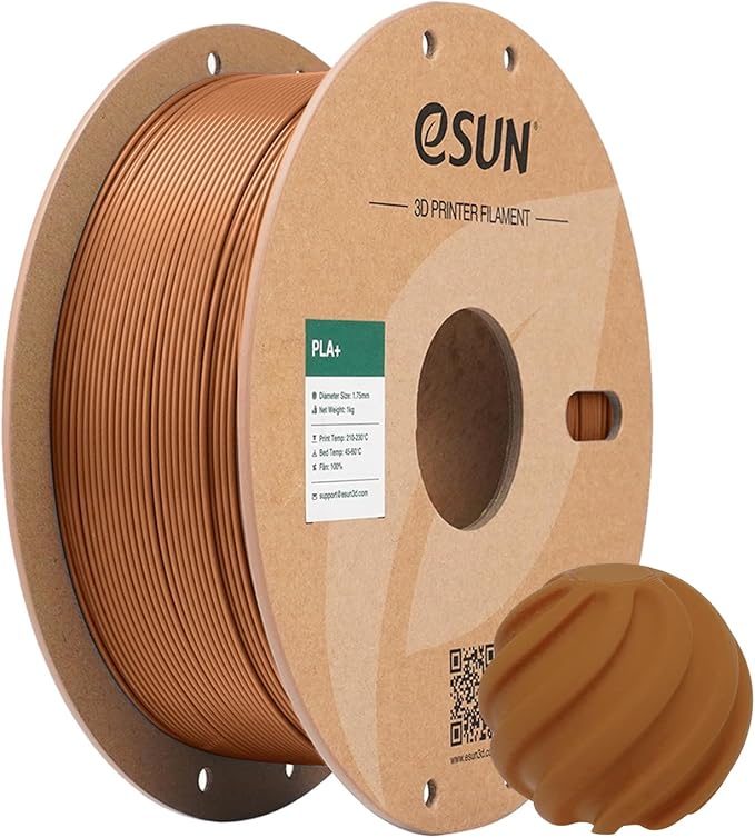 eSUN PLA+ Filament 1.75mm, 3D Printer Filament PLA Plus, Dimensional Accuracy +/- 0.03mm, 1KG Spool (2.2 LBS) 3D Printing Filament for 3D Printers, Brown