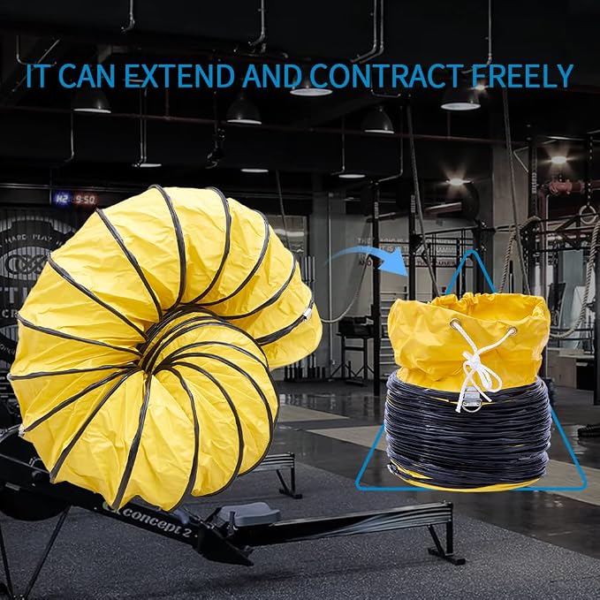 10Inch 32FT PVC Flexible Duct Hose, HVAC Duct Hosing with D-Ring & Ajustable Rope for Utility Blower Fan, Ventilation, Exhaust, Drying, and Cooling Applications (10IN-32FT)