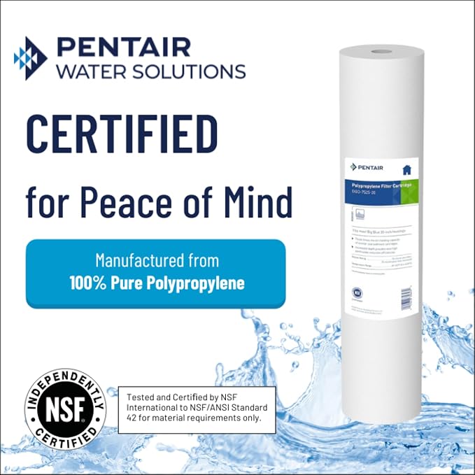 Pentair Pentek DGD-7525-20 Big Blue Sediment Water Filter, 20-Inch, Whole House Dual-Gradient Density Spun Polypropylene Replacement Cartridge, 20" x 4.5", 25 Micron