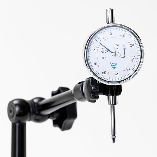 PEC Tools 176lb/80kg Magnetic Base with Premium Steel Universal Arm and Mechanical Lock for Dial Indicators, Fits 6mm, 3/8", and Dovetail, Premium Precision Measuring Tool Stand