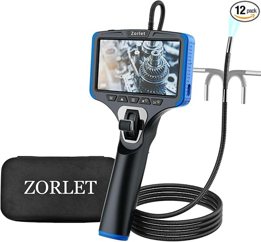 Two-Way Articulating Borescope Camera with Light, Industrial Endoscope Inspection Camera with 0.25 in Slim Articulated Probe, Waterproof Snake Scope for Mechanics & Engine Inspection - 5FT