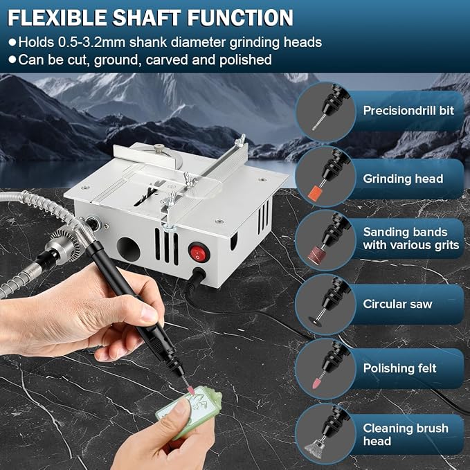 Mini table Saw,mini Table Saws for Crafts, Mini Multi Functional Table Saw, Dual-motor control for cutting, grinding,engraving and drilling.Speed & Angle Adjustable,for Wood/PCB/Acrylic/Plastic