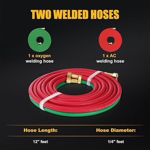 Professional Oxygen Acetylene Torch Kit, Heavy-Duty Cutting Welding Torch Welder Set with Two Hoses, Precision Regulator Gauges, Durable Blue Storage Case