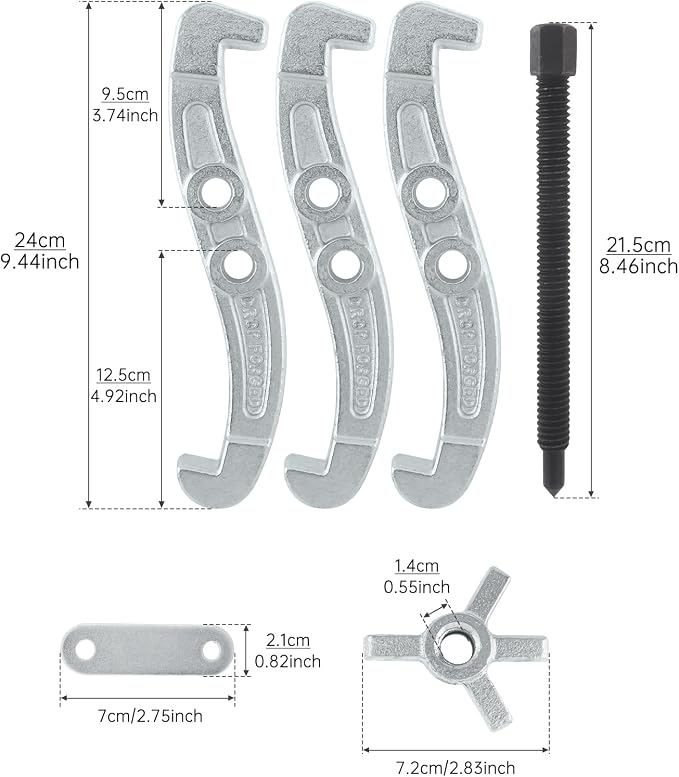 ChgImposs 8 Inch 3-Jaw Gear Puller, 2 Jaw 3 Jaw Puller for Pulley Gears Bearings and Flywheels, Heavy Duty Pulley Puller with Reversible Jaws, High Carbon Steel Removal Tool Bearing Puller Tool