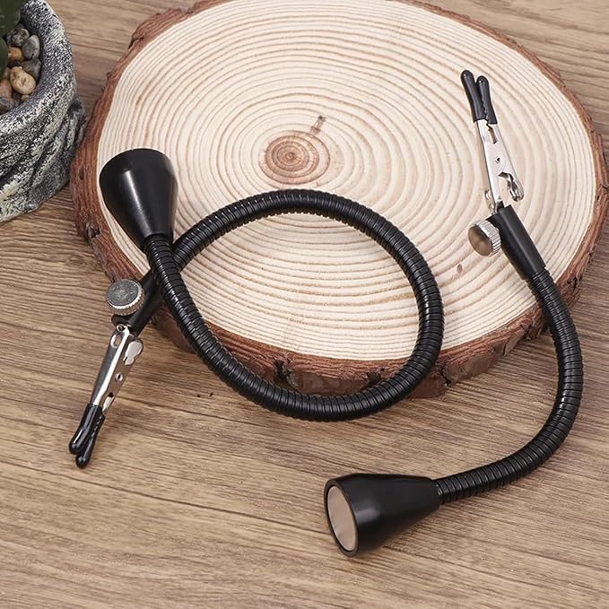 HZY Magnetic Helping Hands Third Hand Tool 2 Flexible Metal Arms Alligator Clips Strong Magnet Base for Automobile Electronics Soldering Jewelery Painting Art Crafts Hobby,15cm+30cm
