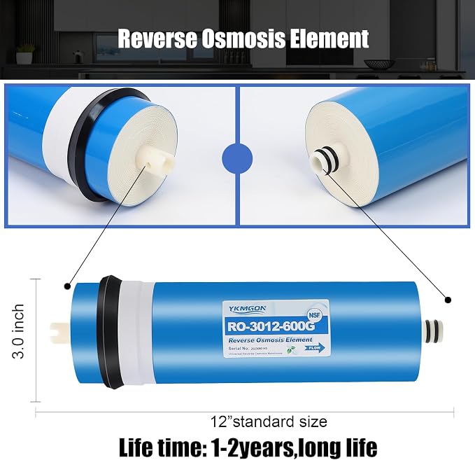 2Pack 600 GPD Universal Reverse Osmosis RO Membrane Element，3.0"x12" Replacement Water Filter,for Under Sink Home Drinking RO Water Purifier System