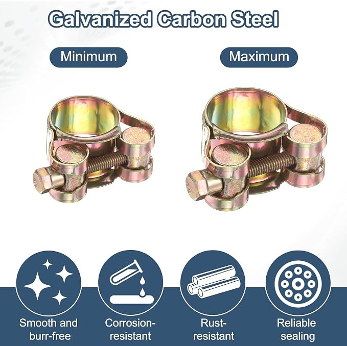 HARFINGTON 3pcs T-Bolt Hose Clamp 214-226mm (8.43-8.9") Galvanized Carbon Steel Adjustable Intake Radiator Pipe Clamps for Automotive Plumbing Industrial Pipes