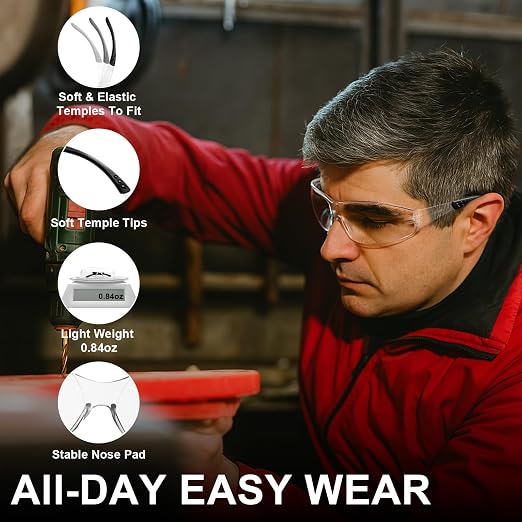 ANSI Z87.1 Clear Safety Glasses Bulk 120 pack, Safety Glasses for men and women, Scratch&Impact-Resistant Clear Protective Glasses for construction, lab, in-/outdoor work
