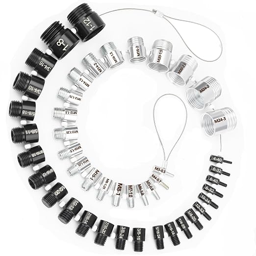 Nut and Bolt Thread Checker, Thread Checker Standard and Metric, Bolt Size and Thread Gauge, 45 Male/Female Identifier Gauges (24 Inch & 21 Metric)