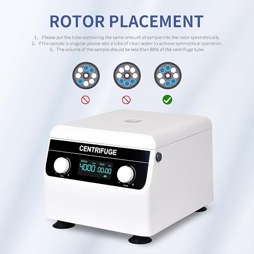 Centrifuge Machine 8x10ml/15ml Lab Benchtop Centrifuge 500-4000RPM 1920×g RCF Timing 10s-99min99s LCD Digital Desktop Centrifuge for Laboratory/University/Industry/Environmental Protection
