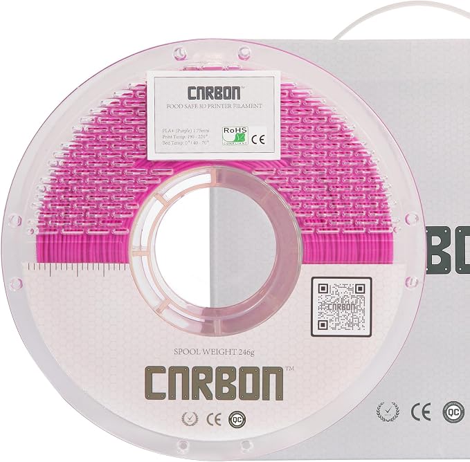 Certified Food Grade PLA+ 3D Printer Filament - CARBON by Comfy Materials - Lab Tested FDA Compliant Food Safe, 1.75mm, 1kg, Accuracy: +/- 0.02 (Purple)