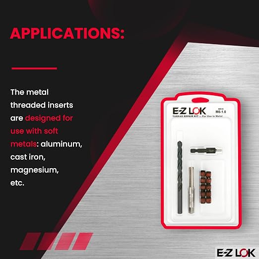 E-Z LOK EZ-650-6 Thread Repair Kit for Metal Carbon Steel Threaded Inserts M6-1.0 and Installation Tools